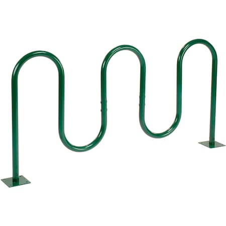Global Industrial Wave Bike Rack, Green, Flange Mount, 7-Bike Capacity 652778MGN